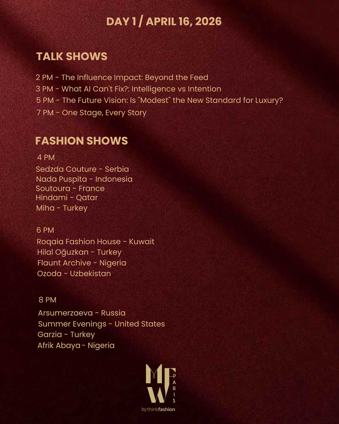 PMFW26 Day 1 Schedule