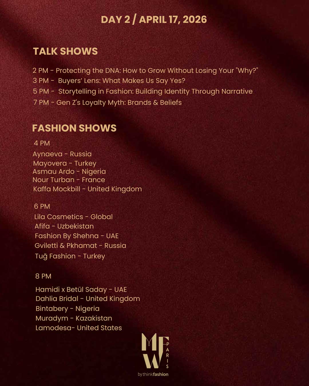 PMFW26 Day 2 Schedule